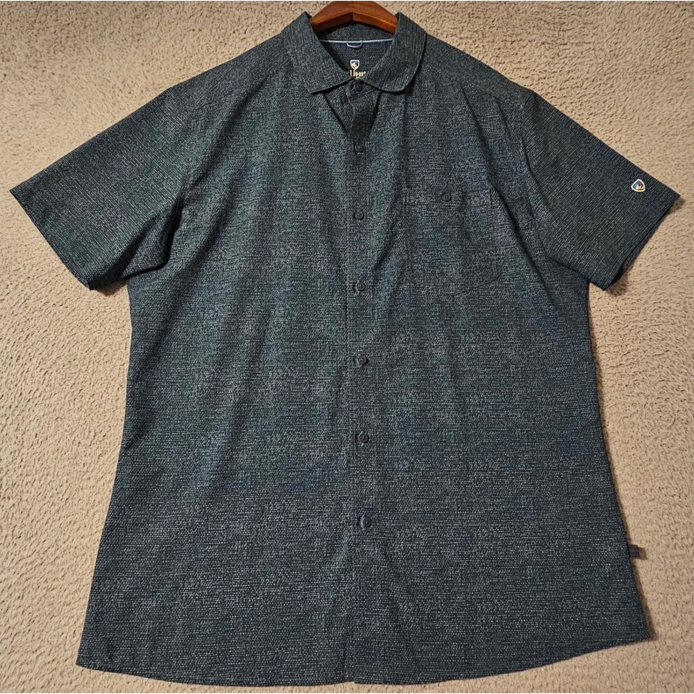 Kuhl Response Shirt Mens Large Blue Persuadr Short Sleeve Button Up Style 7428